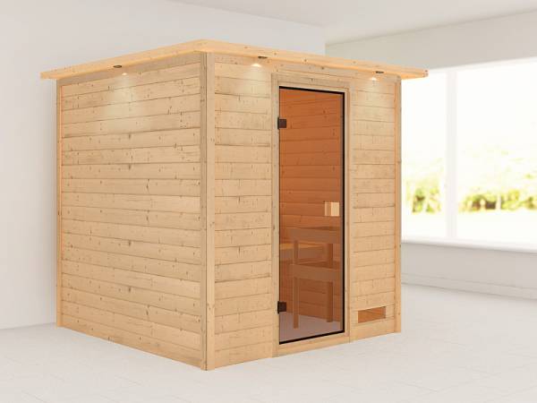 Karibu Woodfeeling Sauna Jara mit Dachkranz 38 mm