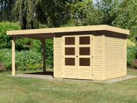 Karibu Woodfeeling Gartenhaus Askola 3,5 mit Anbaudach 2,75 Meter