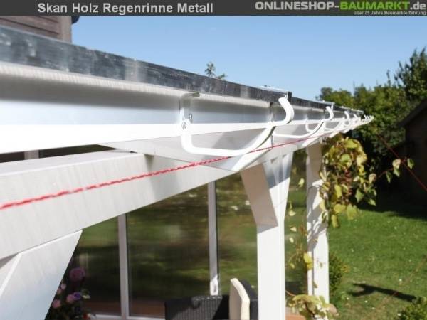 Skan Holz Metall-Regenrinne für Satteldach-Carport 919 cm, weiß