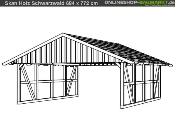 Skan Holz Carport Schwarzwald 684 x 772 cm