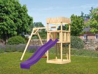 Akubi Ritterburg Löwenherz + Rutsche violett + Einzelschaukel