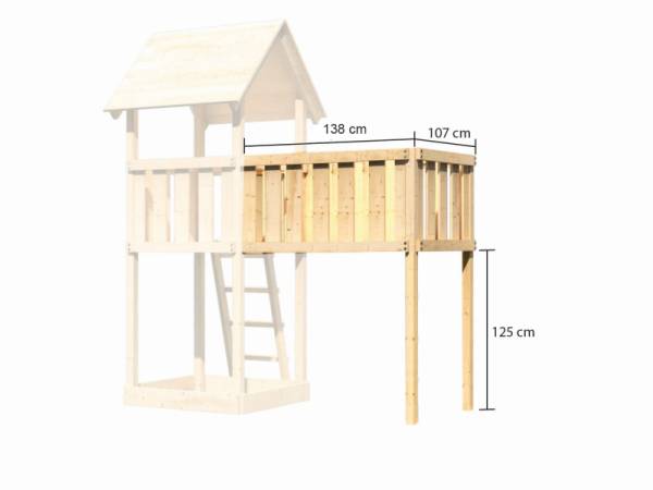 Akubi Spielturm Lotti Satteldach + Schiffsanbau oben + Doppelschaukel mit Klettergerüst + Anbauplattform XL + Kletterwand