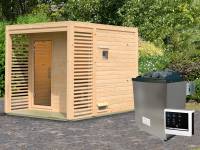 Osb smart choice Saunahaus Patio 2, 38 mm naturbelassen -inkl. 9 kW Ofen ext. Steuerung-, inkl. Dacheindeckung und Fußboden