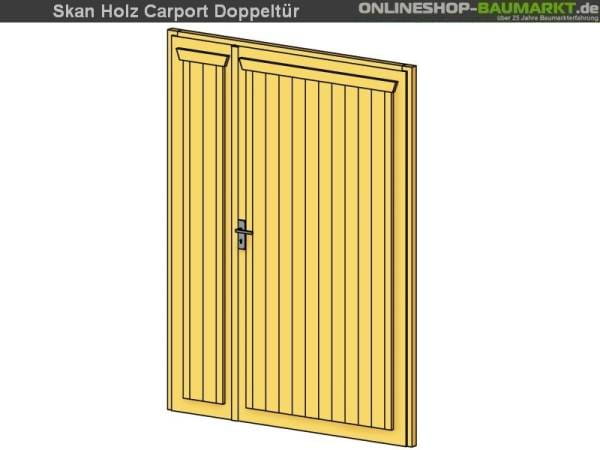 Skan Holz Doppeltür für Carports, 148 x 198 cm, unbehandelt