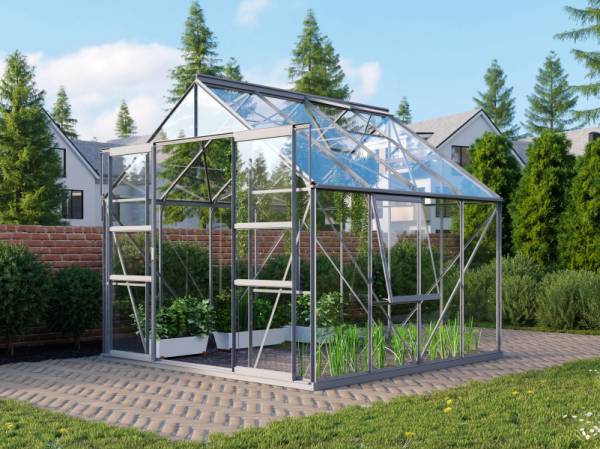 Vitavia Gewächshaus Meridian 2, 6700 ESG 3mm Alu, mit Doppelschiebetür